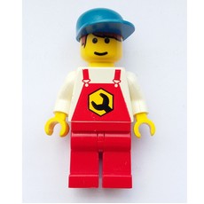 Mechanic, Red Overalls, Blue Cap, Printed Hair (fig-000696)