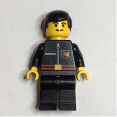 Fireman, Black Fire Jacket with Red Belt and Badge, Black Hair (fig-000699)