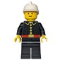 Fireman, Classic, Black Fire Jacket with Red Belt and Buttons, White Helmet (3626b Head)