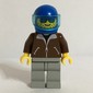 Man, Brown Jacket, Light Gray Legs, Blue Helmet with Visor, Blue Visor