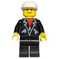 Man, Black Jacket over Red Shirt, Black Legs, White Cap
