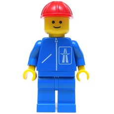 Construction Worker, Blue Jacket with Highway Logo, Blue Legs, Red Hard Hat (fig-000714)