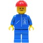 Construction Worker, Blue Jacket with Highway Logo, Blue Legs, Red Hard Hat