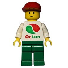 Man, White Top with Large Octan Logo, Green Legs, Red Cap (fig-000715)