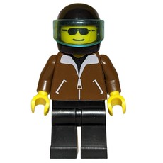 Man, Brown Jacket, Black Legs, Black Helmet with Visor, Sunglasses (fig-000716)