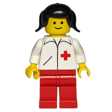 Doctor, Woman, White Jacket with Red Cross, Black Hair (fig-000717)