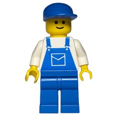 Man, Blue Overalls, Blue Cap - 3626a Head (fig-000720)