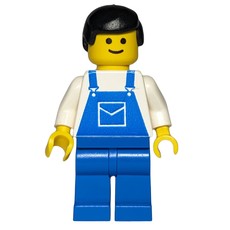 Man, Blue Overalls, Black Hair (3626a Head) (fig-000721)