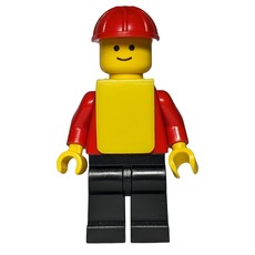 Man, Plain Red Torso, Black Legs, Red Hard Hat, Yellow Vest (fig-000722)