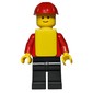 Man, Plain Red Torso, Black Legs, Red Hard Hat, Yellow Vest