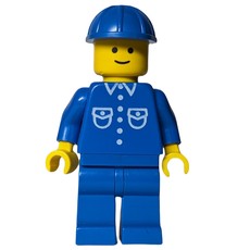 Man, Blue Shirt with Buttons and Pockets, Blue Legs, Blue Hard Hat (fig-000731)