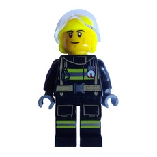 Firefighter, Black Fire Suit, Vibrant Yellow Helmet (fig-000732)
