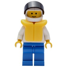 Man, White Torso, Blue Legs, Helmet with Visor, Yellow Life Vest - 3626a Head (fig-000735)