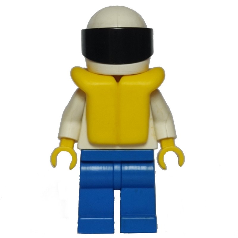 LEGO Set fig000735 Man, White Torso, Blue Legs, Helmet with Visor