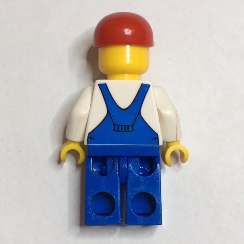 LEGO Set fig-000775 White Torso, Blue Overall, Red Cap, Male (3626c ...