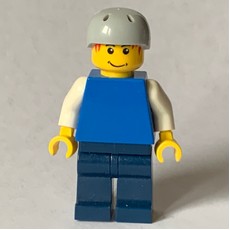 Man, Plain Blue Torso with White Arms, Dark Blue Arms, Light Bluish Gray Helmet (fig-000776)