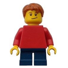 Boy, Plain Red Torso, Short Dark Blue Legs, Dark Orange Hair (fig-000777)