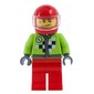 Racer with Lime Jacket with Black and White Checks, Red Helmet with Trans-Clear Visor