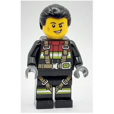 Firefighter, Black Fire Suit, Black Hair (fig-000804)