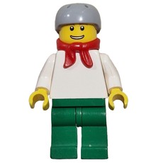 Man, Plain White Torso, Green Legs, Light Bluish Gray Helmet, Red Scarf (fig-000813)