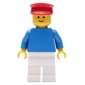Blue Torso, White Legs, Red Hat
