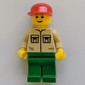 Man, Tan Shirt with Pockets, Green Legs, Red Cap