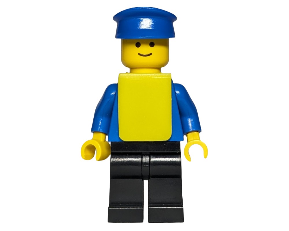 LEGO Set fig-000833 Man, Plain Blue Torso, Black Legs, Blue Hat, Yellow ...