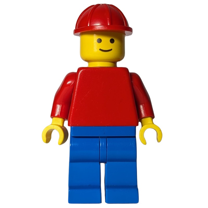 LEGO Set fig-000834 Man, Red Torso, Blue Legs, Red Hard Hat ...