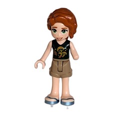 Autumn - Dark Green Top, Dark Tan Shorts (fig-000979)