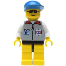 Lifeguard, Light Gray Jacket with Zipper and Badge, Blue Cap, Sunglasses (fig-000983)