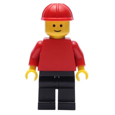 Man, Red Torso, Black Legs, Red Hard Hat (3626a Head) (fig-000987)