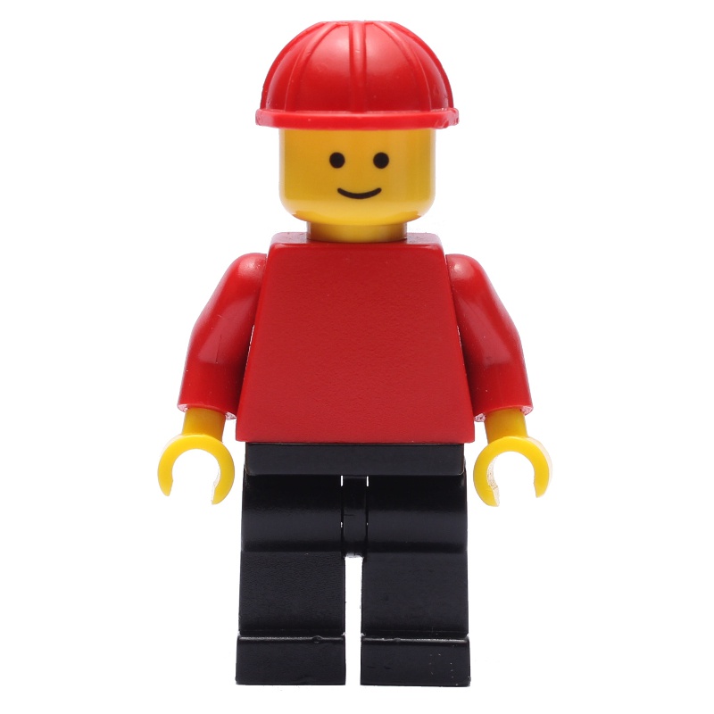 LEGO Set fig-000987 Man, Plain Red Torso, Black Legs, Red Hard Hat ...