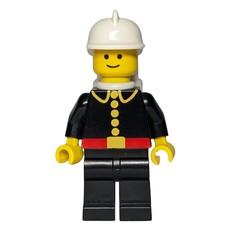 Fireman, Classic, Black Fire Jacket with Red Belt and Buttons, White Helmet, White Airtanks (fig-000990)