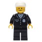 Policeman, Black Suit with Pocket and Badge, White Cap