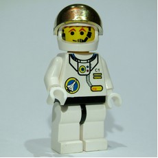 Astronaut, White, Black Hips, Helmet with Large Chrome Gold Visor, Headset (fig-000994)