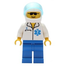 Doctor, White Shirt with Star of Life Logo, White Helmet with Visor, Sunglasses (fig-001033)