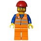 Worker - Orange Safety Vest, orange  Legs, Red Helmet, beard, Glasses