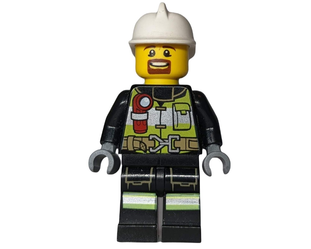 Lego Set Fig-001120 Fireman, Safety Vest With Flashlight, Pocket, And 