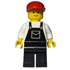 Man, Black Overalls, Red Cap (3626a Head) (fig-001125)