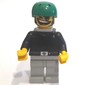 Skateboarder Bill, Black, Green Helmet, Neck Bracket