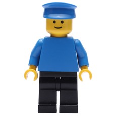 Man, Plain Blue Torso, Black Legs, Blue Hat (fig-001142)