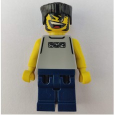 Basketball Player, Light Gray Torso and Dark Blue Legs, Black Flat Top Hair (fig-001151)