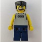 Basketball Player, Light Gray Torso and Dark Blue Legs, Black Flat Top Hair
