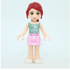 Mia - Sand Green Top, Bright Pink Skirt (fig-001163)