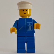Man, Blue Jacket with Highway Logo, Blue Legs, White Hat (fig-001167)