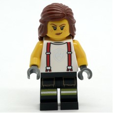 Firefighter, White Shirt, Black Legs, Reddish Brown Hair (fig-001176)