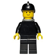 Fireman, Plain Black, Black Helmet, Light Gray Airtanks (fig-001178)