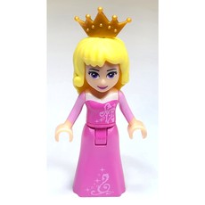 Aurora - Dark Pink Dress, Pearl Gold Crown (fig-001181)