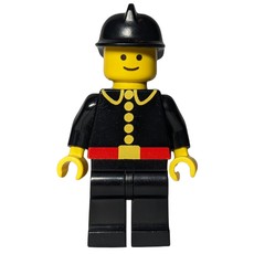 Fireman, Classic, Black Fire Jacket with Red Belt and Buttons, Black Helmet (fig-001196)