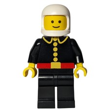 Fireman, Classic, Black Fire Jacket with Red Belt and Buttons, White Helmet (3842b Helmet) (fig-001197)